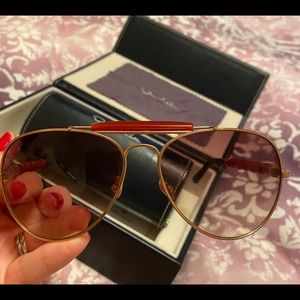 Oscar De La Renta rose gold red agate sunglasses